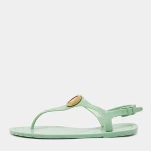 Versace Green Rubber Slingback Sandals Size 38