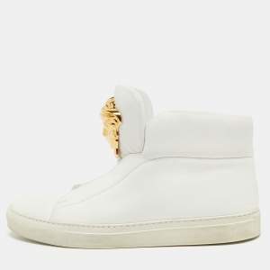 Versace White Leather Medusa High Top Sneakers Size 39