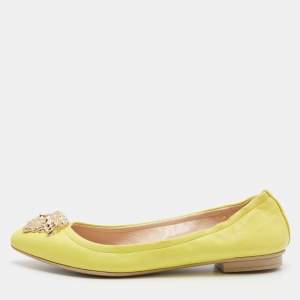 Versace Yellow Leather Medusa Ballet Flats Size 38