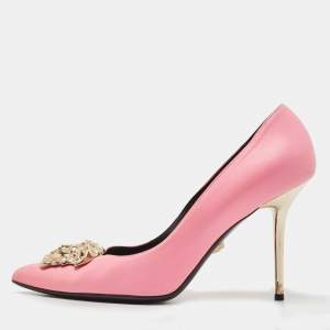 Pre Owned Versace Pink Leather Medusa Pumps Size 40