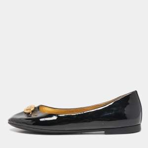 Versace Black Patent Leather Medusa Ballet Flats Size 38