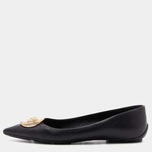 Versace Black Leather Medusa Ballet Flats Size 39