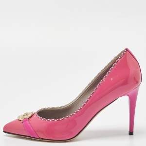 Versace Pink Patent Leather Medusa Pumps Size 38
