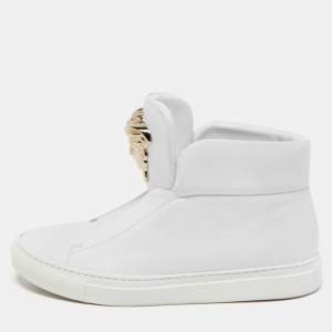 Versace White Leather Palazzo High Top Sneakers Size 38