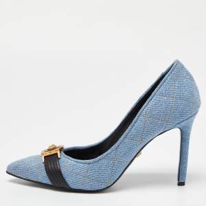 Versace Blue Denim Pointed Toe Pumps Size 38