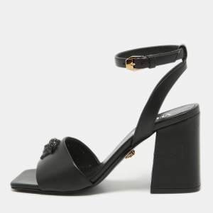 Versace Black Leather Medusa Ankle Strap Sandals Size 36