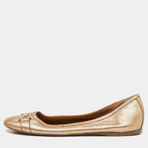 Versace Gold Leather Ballet Flats Size 37