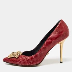 Versace Dark Red Python Medusa Pumps Size 38