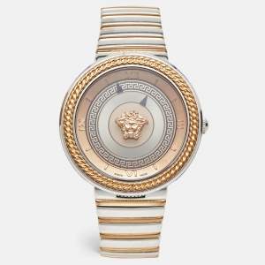 مملوكة مسبقًا Versace V-Metal Icon VLC080014 Champagne Dial Two Tone Stainless Steel Women's Wristwatch 40 mm