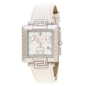 Versace White Stainless Steel Reve Carre 88Q Chronograph Women's Wristwatch 36 mm