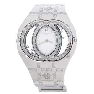 Versace Silver Stainless Steel Diamonds Eclissi 83Q Women's Wristwatch 39 mm