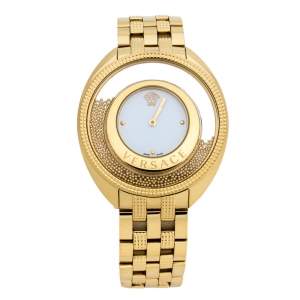 Versace White Yellow Gold Stainless Steel Destiny Spirit 86Q Women's Wristwatch 39 mm