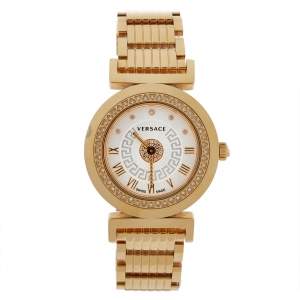 Versace Silver Gold Tone Stainless Steel Vanity P5Q Women's Wristwatch 35 mm
