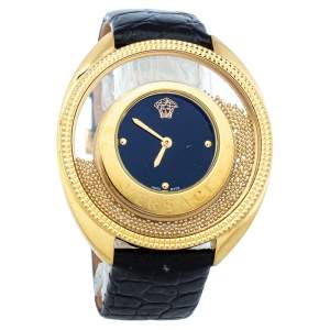Versace Black Gold Plated Stainless Steel & Leather Destiny Spirit 86Q Women's Wristwatch 39 MM