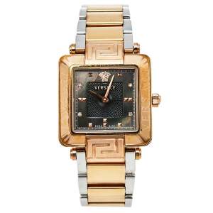 Versace Mother Of Pearl Two Tone Stainless Steel Reve Carre 88Q Women's Wristwatch 30 mm