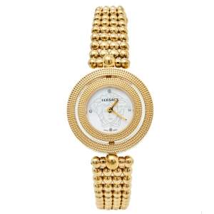 Versace Mother Of Pearl Yellow Gold Plated Stainless Steel Eon 79Q Women's Wristwatch 33.5 mm