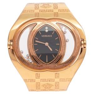 Versace Black Rose Gold Plated Stainless Steel Eclissi 73Q Women's Wristwatch 39 mm