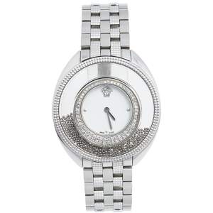 Versace White Stainless Steel Diamond Destiny Spirit 86Q Women's Wristwatch 39 mm