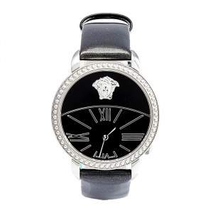 Versace Black Stainless Steel Leather Krios 93Q Women's Wristwatch 38 mm