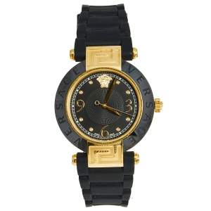 Versace Black Rose Gold Plated Stainless Steel Ceramic Rubber Reve 92Q Women's Wristwatch 35 mm