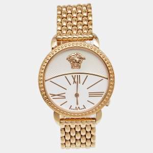 Versace White Gold Plated Stainless Steel Krios 93Q Women's Wristwatch 38 mm