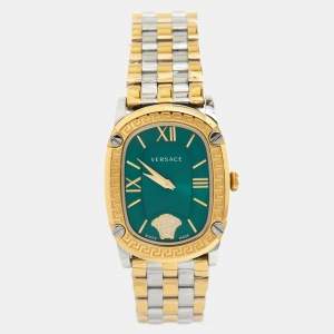 Versace Green Two Tone Stainless Steel Couture VE1B Women's Wristwatch 29 mm