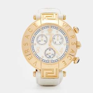 Versace Mother of Pearl Gold Plated Stainless Steel Leather Aion 68C Women's Wristwatch 40 mm