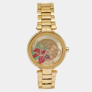 Versace Gold Plated Stainless Steel Mystique Hibiscus I9Q80D2HI-S080 Women's Wristwatch 38 mm