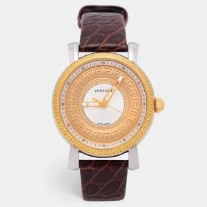 Versace Multicolor Two Tone Stainless Steel Leather VQ9 Women's Wristwatch 38 mm