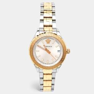 Versace Silver Two tone Stainless Steel Hellenyium V12030015 Women's Wristwatch 35 mm 
