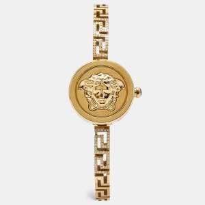 Versace Black Gold Plated Stainless Steel Secret Watch VEZ500421 Women's Wristwatch 25 mm 