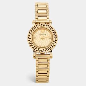 Versace Champagne Gold Plated Stainless Steel Greca Glam VE2Q00422 Women's Wristwatch 29 mm