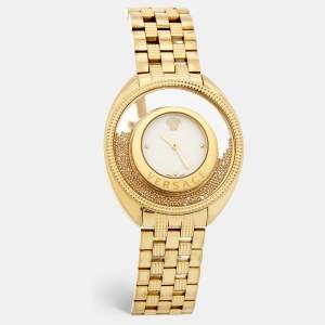 Versace White Yellow Gold Plated Stainless Steel Destiny Spirit 86Q70D002S070 Women's Wristwatch 39 mm 