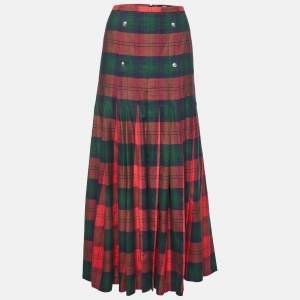 Versus Versace Red Plaid Maxi Skirt L