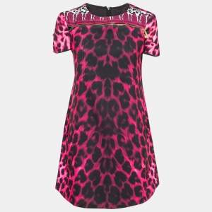 Versus Versace Pink Animal Print Zip Detail Mini Dress M