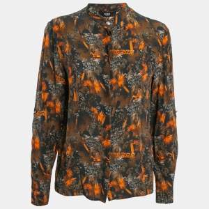 Versus Versace Multicolor Printed Silk Button Front Shirt L