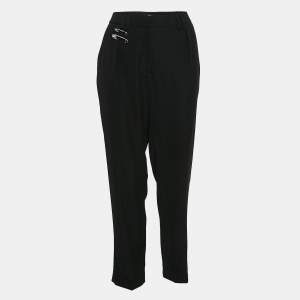 Versus Versace Black Crepe Safety Pin Detail Trousers L