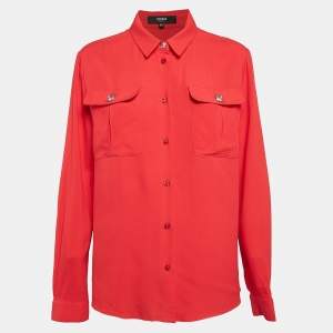 Versus Versace Red Crepe Button Front Shirt L