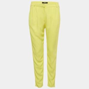 Pre Owned Versus Versace Yellow Crepe Pleated Trousers S
