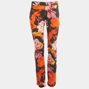 مملوكة مسبقًا Versus Versace Multicolor Floral Print Cotton Skinny Jeans L/Waist 30"