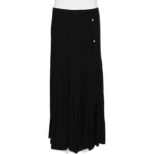 Versus Versace Black Crepe Pleated Maxi Skirt M