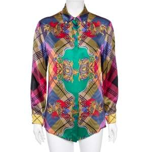 Versus Versace Multicolored Printed Silk Button Front Shirt S