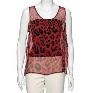 Versus Versace Red Printed Silk Sleeveless Top S