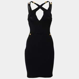 Versus Versace Black Stretch Knit Cross Back Detail Short Dress S