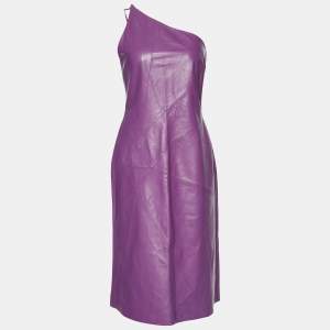 Versus Versace Vintage Purple Chain Detail Leather Dress M