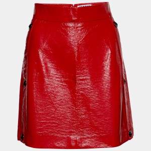 Versus Versace Red Faux Leather Mini Skirt S