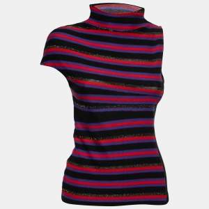 Versus Versace Multicolor Striped Knit Asymmetric Top M