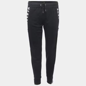 Versus Versace Black Logo Print Cotton Side Zip Detailed Joggers S