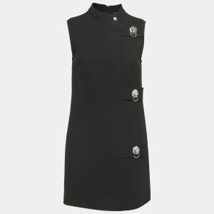 Versus Versace Black Crepe Logo Detailed Sleeveless Mini Dress S