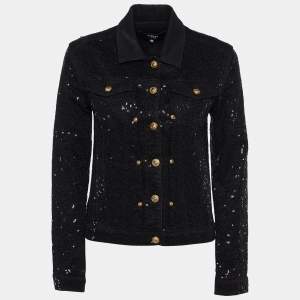 Versus Versace Black Denim Sequined Jacket S